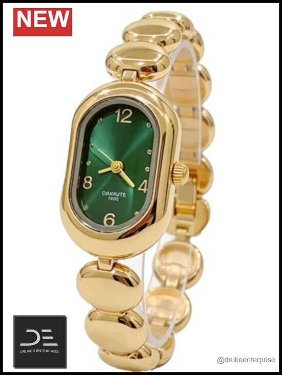 Small Oval Dial Gold Watch with Bracelet Vintage Fashion Quartz Wrist Watch main image 4